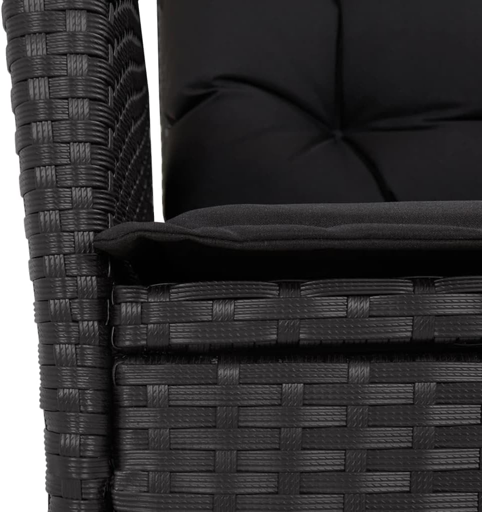 GFMGUEMV Poly Rattan Garten-Essgruppe 9-Tlg. Schwarz 190 cm
