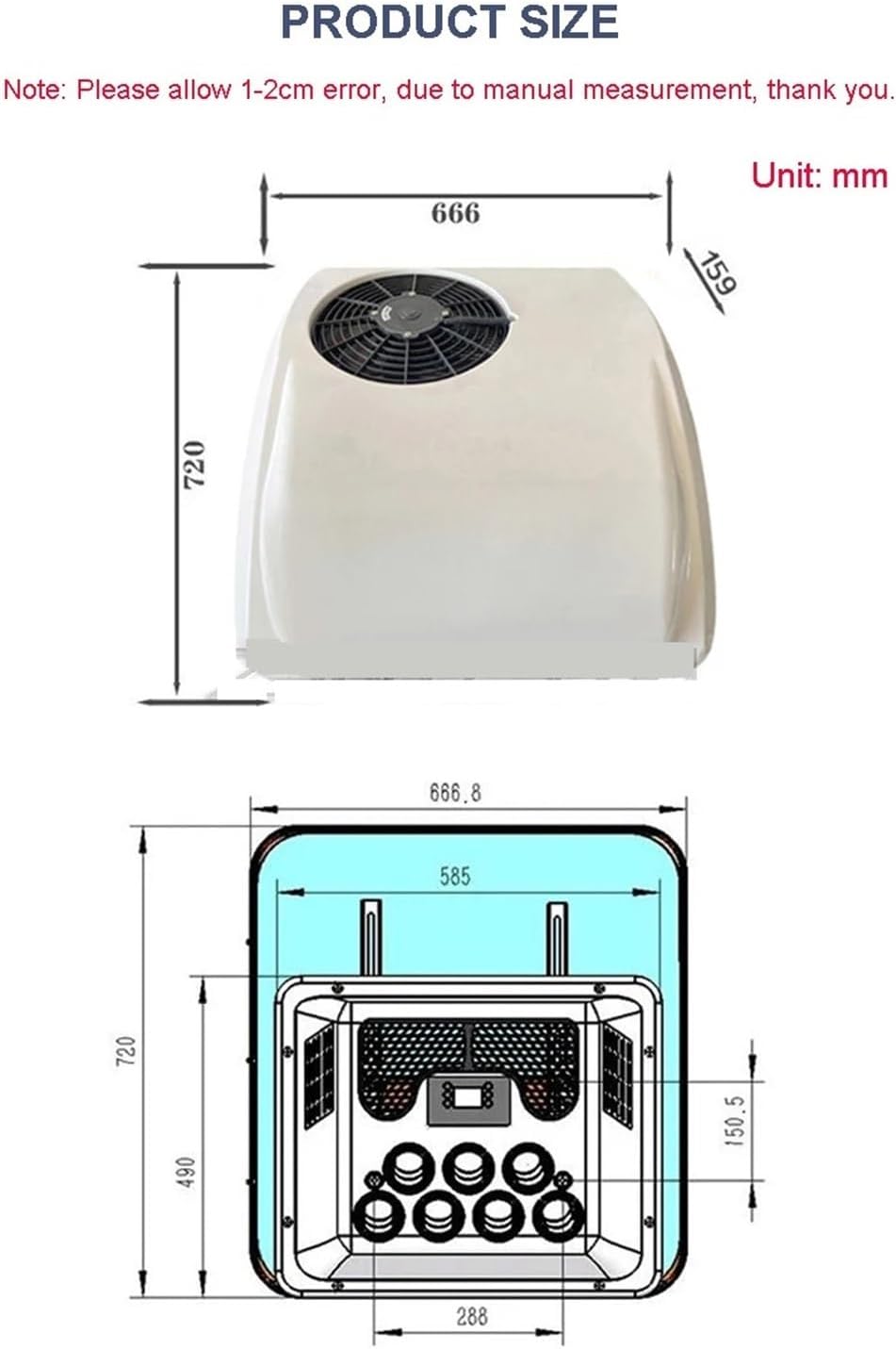 Elektrische Wohnmobil-Wärmepumpe 12 V 24 V 2300 W Weiß