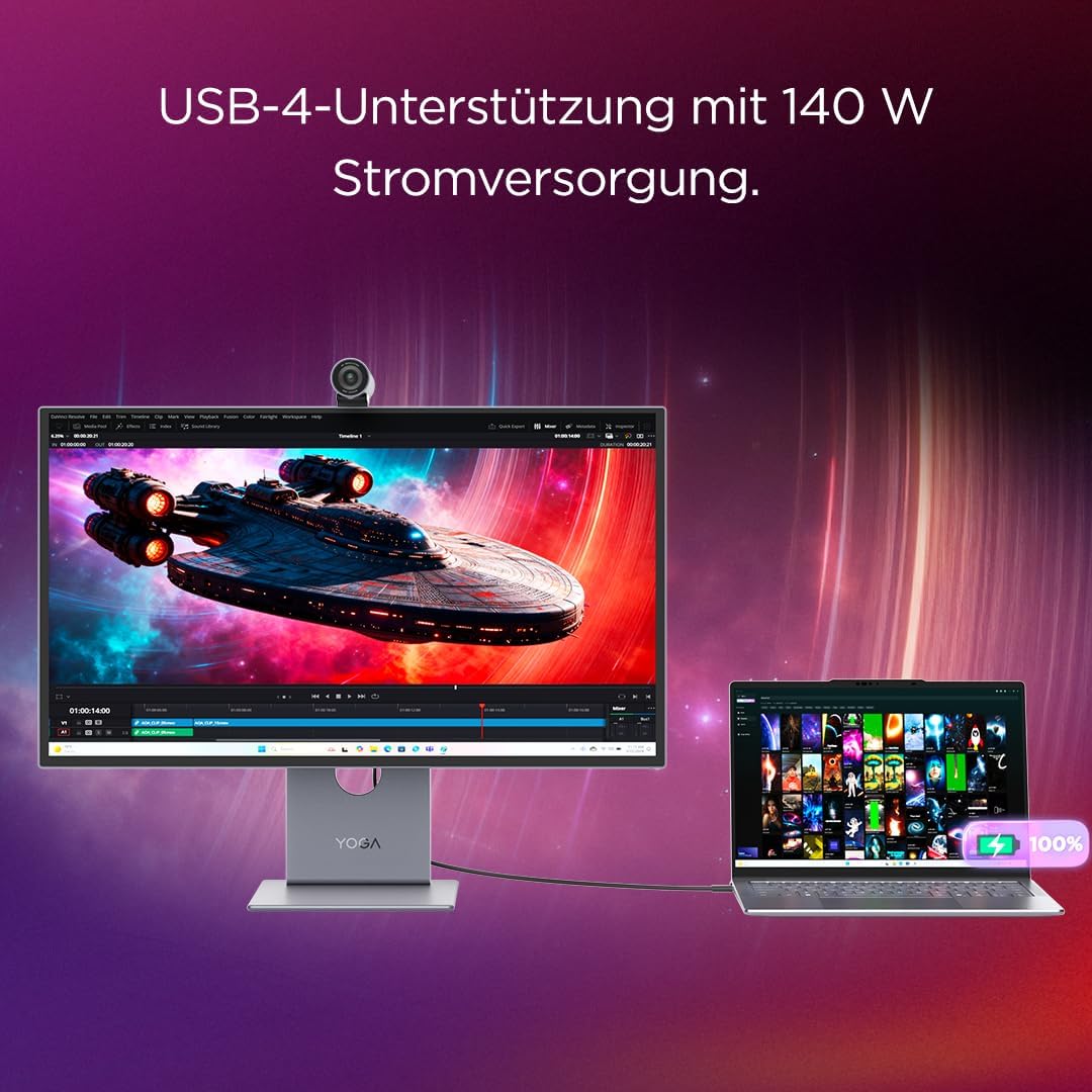 Lenovo Yoga Pro 27UD-10 26.5 Zoll QD-OLED 4K Monitor 120Hz 0.03ms HDMI 2.1 USB-C Schwarz