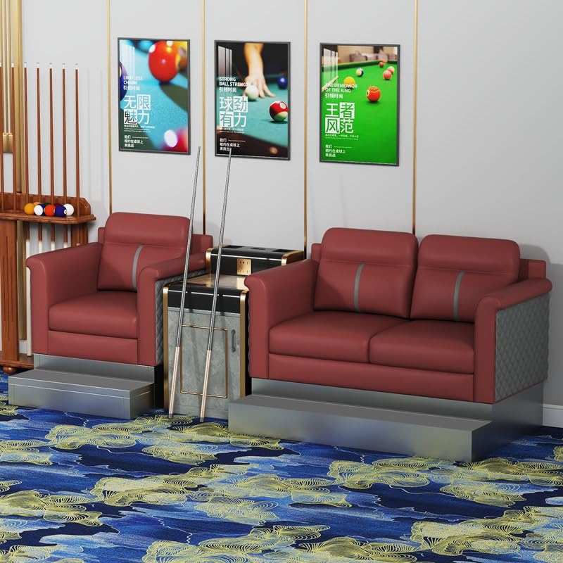 KIBONCY 3-Sitzer PU-Leder Billard Zuschauersofa Modulares Set Mehrfarbig