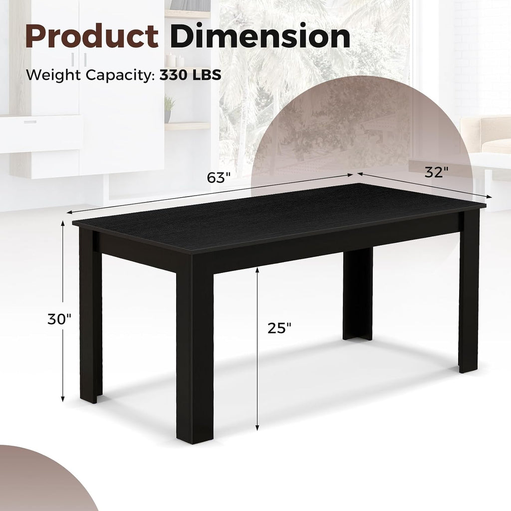 LDAILY Esstisch Aus Mokka-Holz 160x80x76,2cm Schwarz L-Förmige Beine
