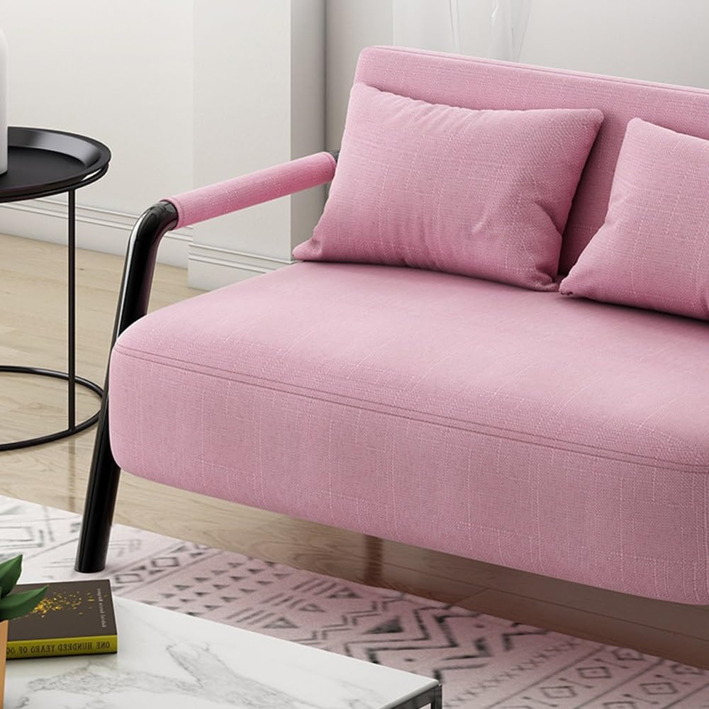 KIBONCY 2-Sitzer-Sofa Kompakt Doppelcouch Hochdichter Schwamm Stoff Mehrfarbig 65cm