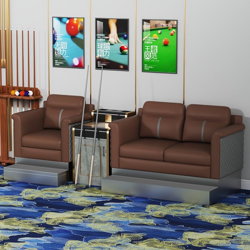 KIBONCY 3-Sitzer PU-Leder Billard Zuschauersofa Modulares Set Mehrfarbig