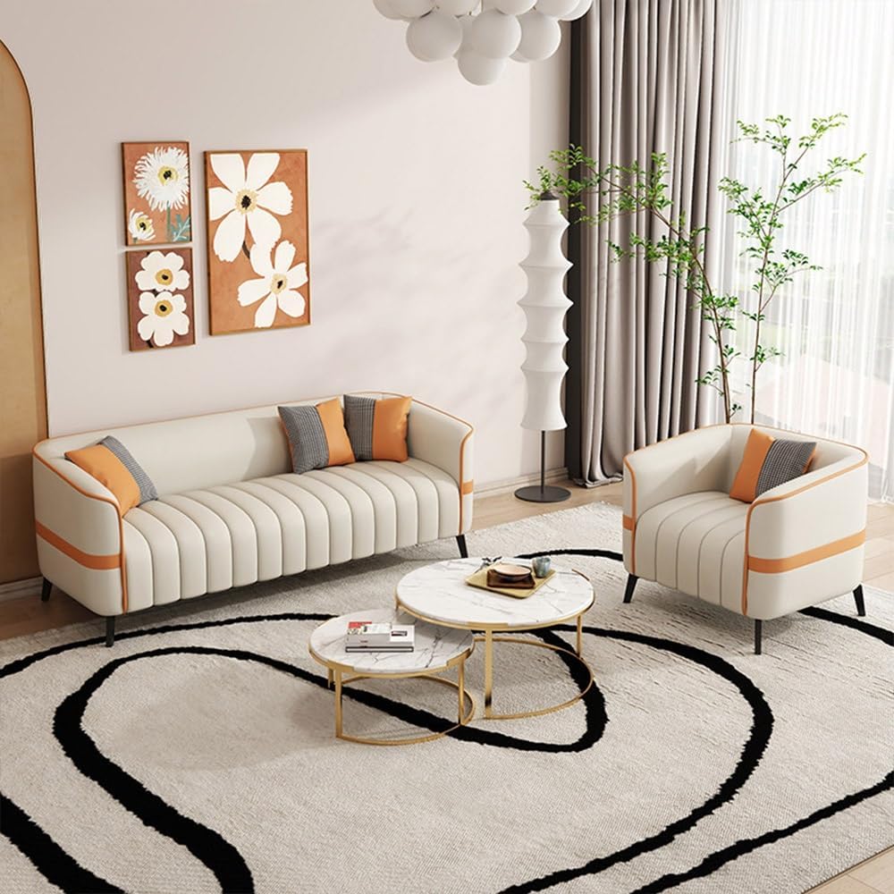KIBONCY Kunstleder Akzent Sofa Mit Latex Polster 128 cm E