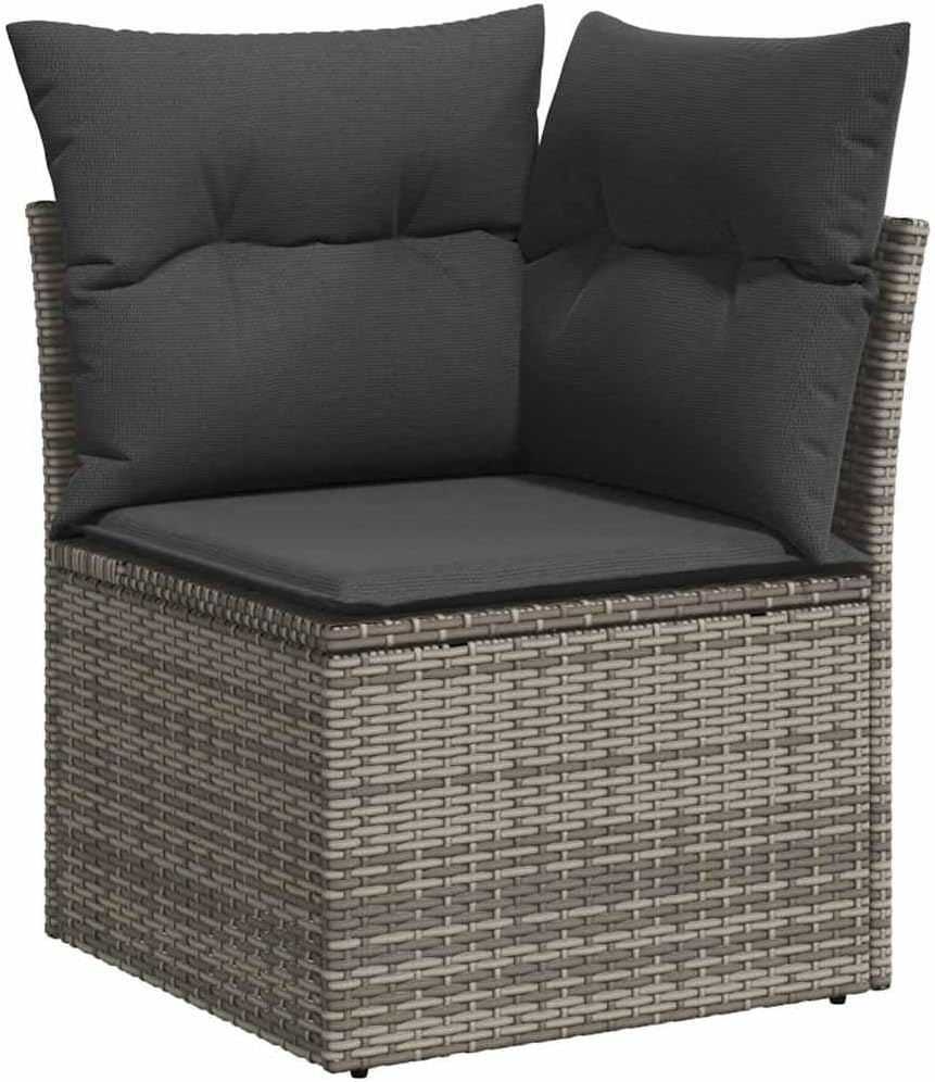 GFMGUEMV Poly-Rattan Gartenmöbel Set 13-Teilig Grau/Dunkelgrau 110 cm