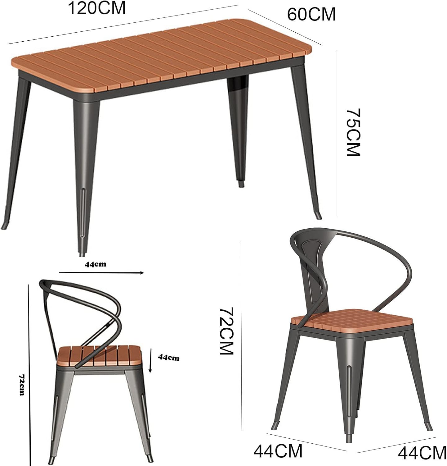 Gartenmöbel-Set 4 Stühle Und Tisch Schwarz