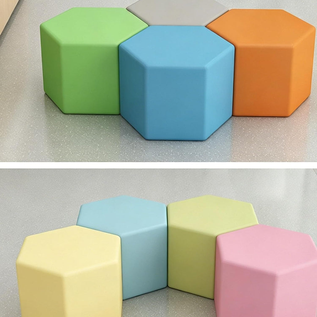 KIBONCY Hexagonales Modulares Sitzpouf-Set 60x40cm Mehrfarbig