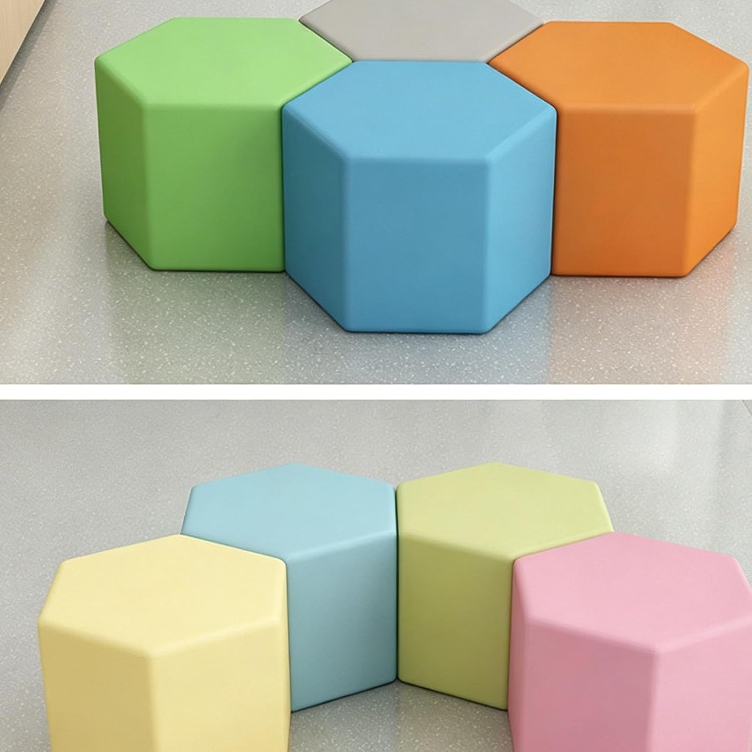 KIBONCY Hexagonales Modulares Sitzpouf-Set 60x40cm Mehrfarbig