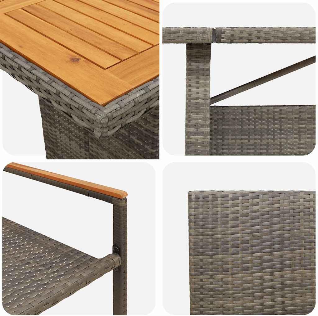 GFMGUEMV Gartenmöbel Set Grau Poly-Rattan 9-teilig