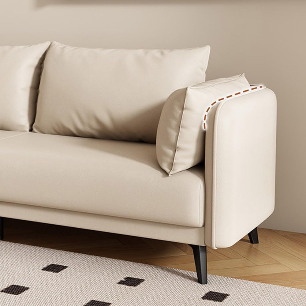 KIBONCY 3-Sitzer Kunstledersofa 80 cm Blau