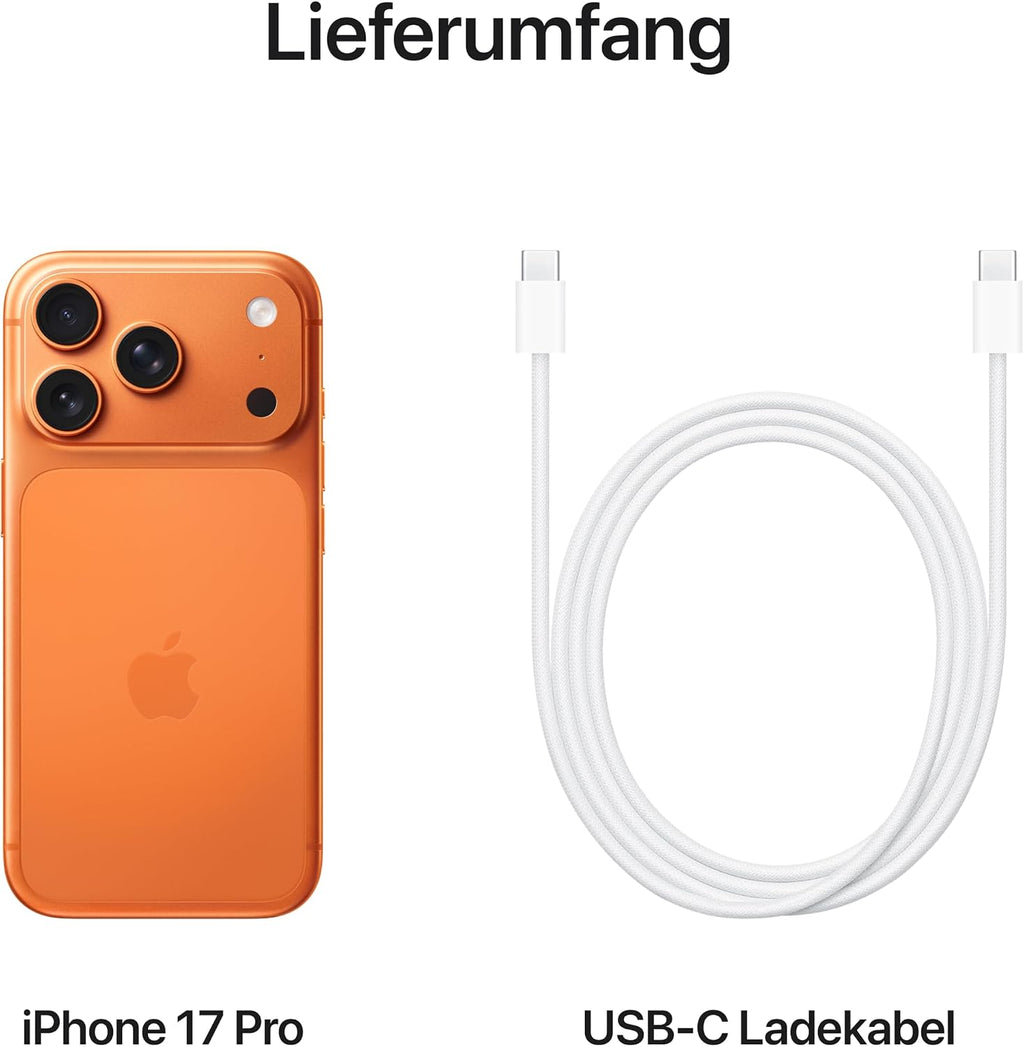 Apple iPhone 17 Pro 1 TB 6,3" Display 120 Hz A19 Pro Chip Cosmic Orange
