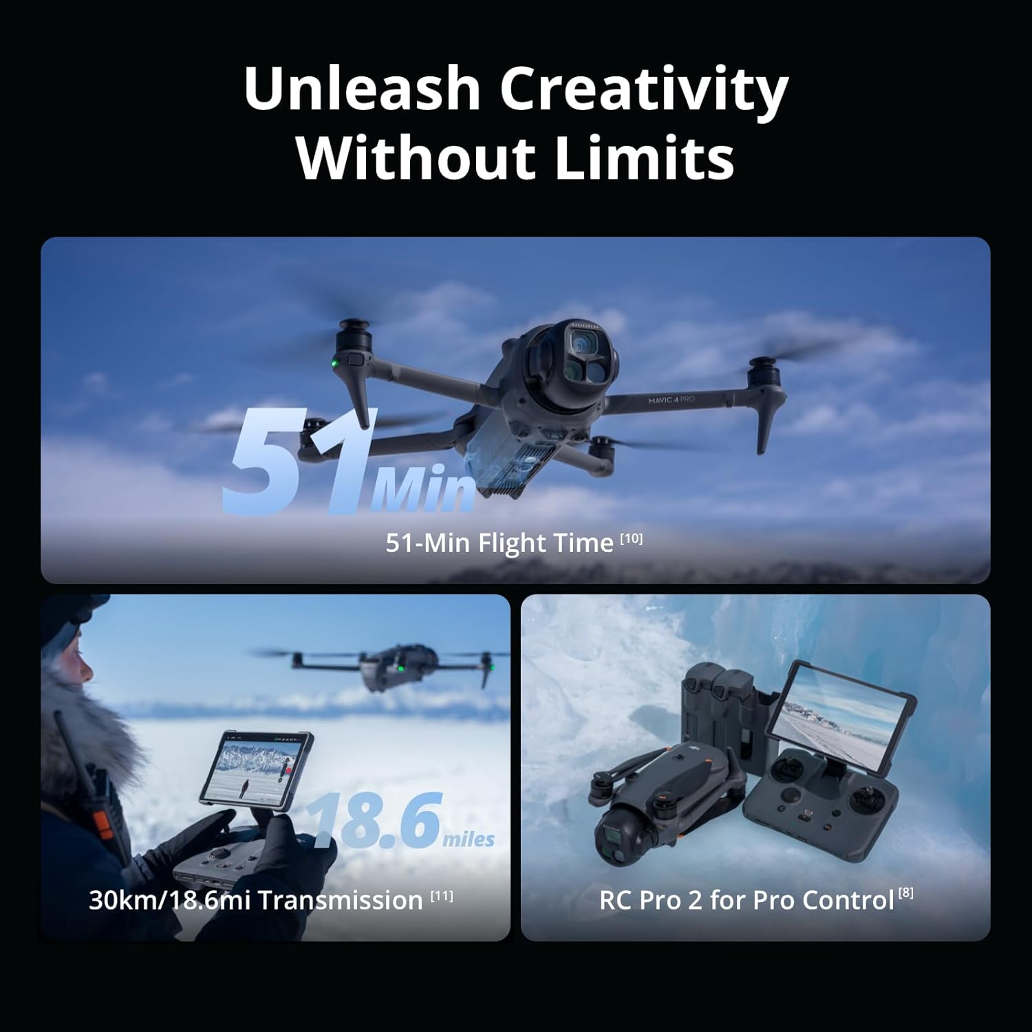 DJI Mavic 4 Pro Drohne 100 MP 6K 51 Min Flugzeit Grau