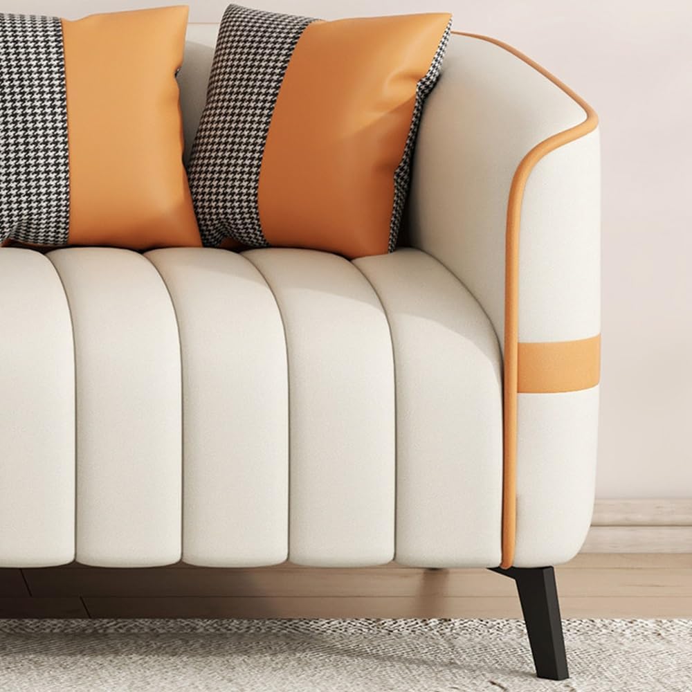 KIBONCY Kunstleder Akzent Sofa Mit Latex Polster 128 cm E