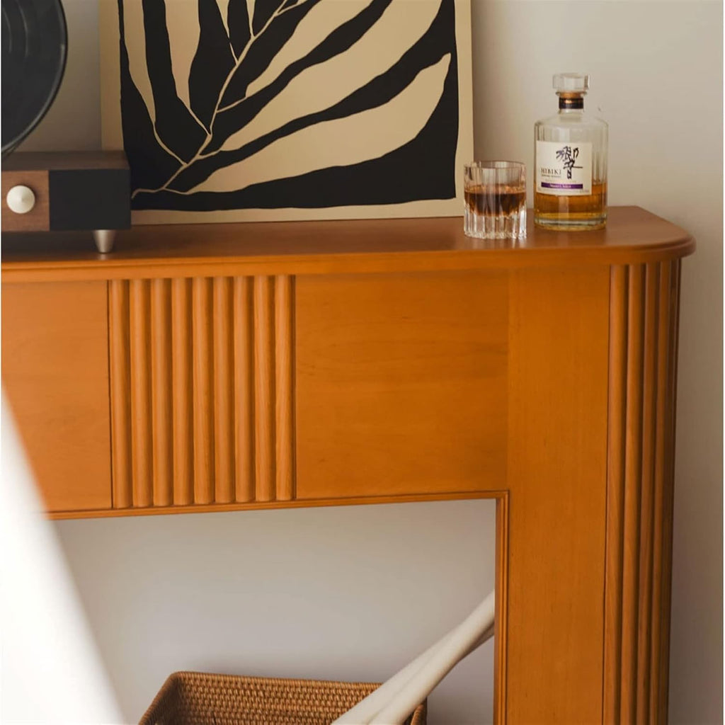 Lijiaxiuyc-101 Kaminofen Kaminsims Massivholz 129x34x110 cm One Color