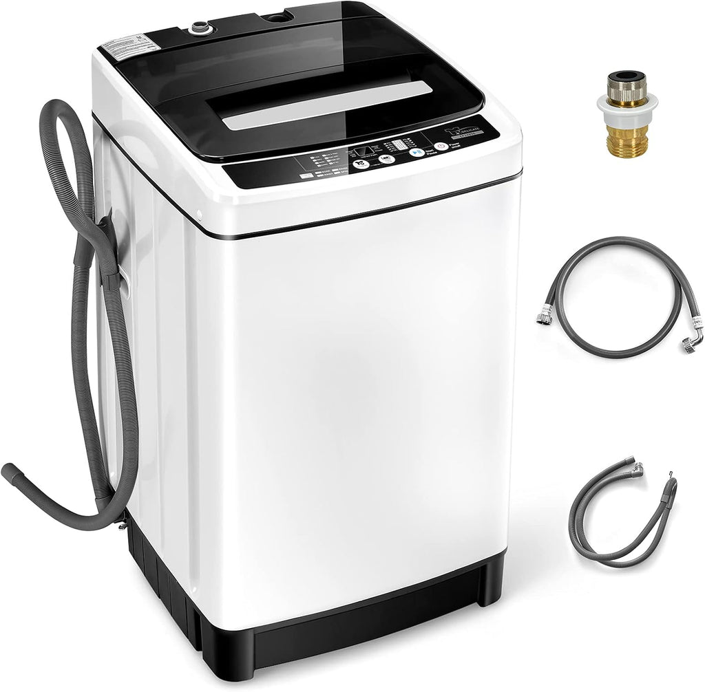 Giantex Vollautomatische Waschmaschine 2 In 1 Tragbar 5 Kg 8 Programme 10 Wasserstufen Weiß