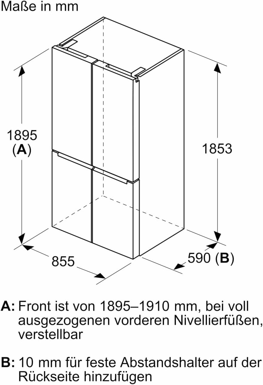 Bosch KMC85LBEA Serie 4 French Door Kühl-Gefrier-Kombination 189,5x85,5 cm 324/223 L NoFrost Schwarz