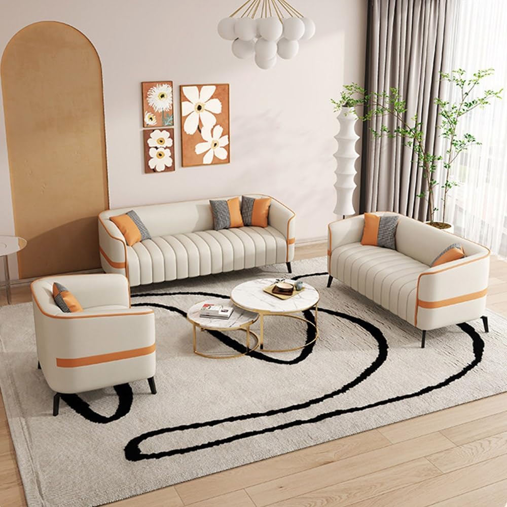 KIBONCY Kunstleder Akzent Sofa Mit Latex Polster 128 cm E
