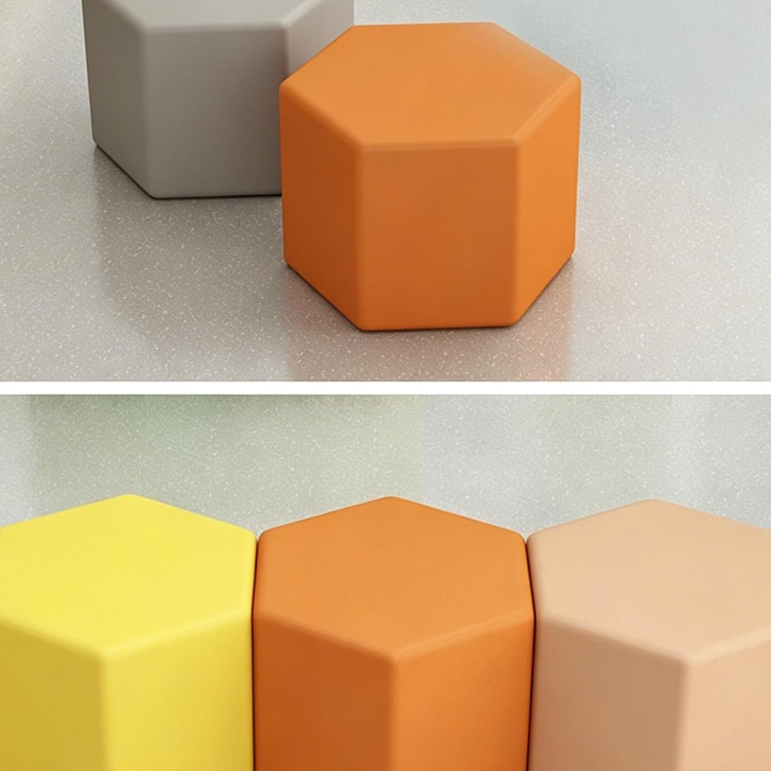KIBONCY Hexagonales Modulares Sitzpouf-Set 60x40cm Mehrfarbig