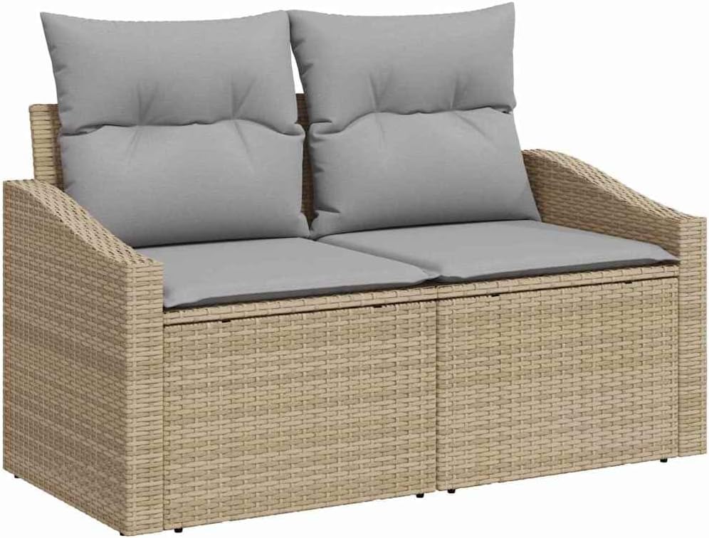GFMGUEMV Gartensofa-Set 12-teilig Beige Poly-Rattan Stahl