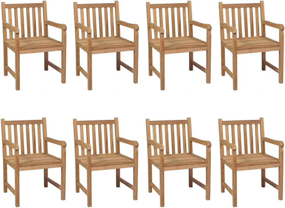 HGNFREF Massivholz Gartenstühle Set 8 Stk. mit Cremeweißen Kissen 58x90x60 Cm