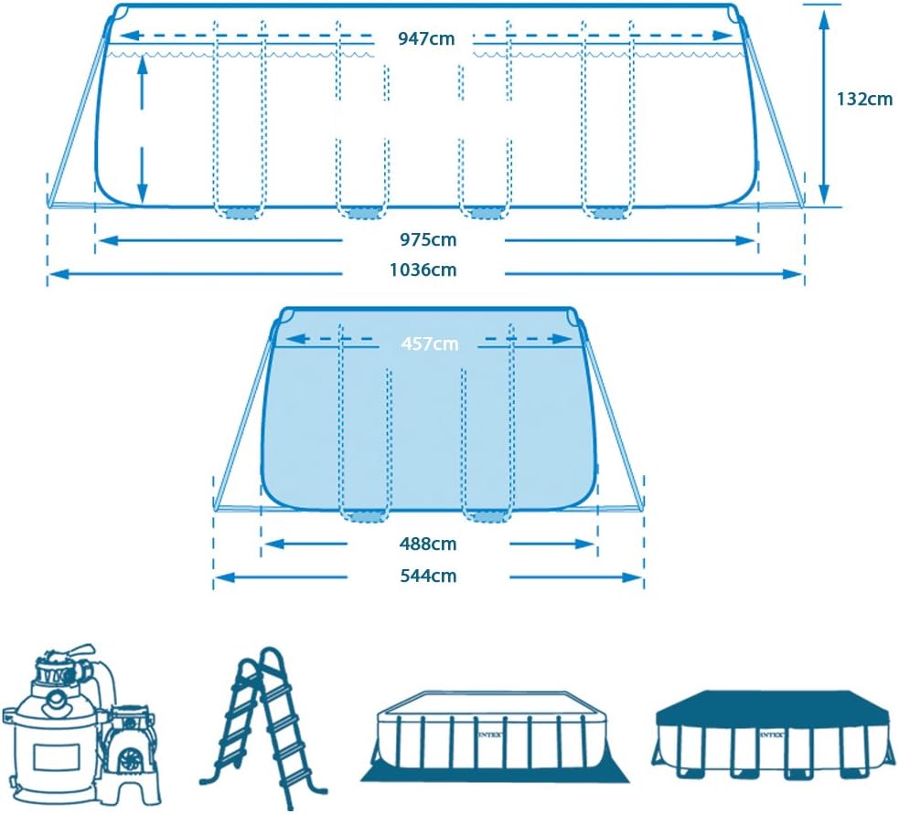 Intex Ultra Rechteckrahmenbecken 975x488 cm Grau Mit Sandfilterpumpe