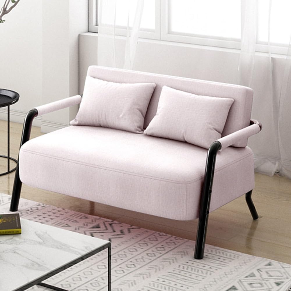 KIBONCY 2-Sitzer-Sofa Kompakt Doppelcouch Hochdichter Schwamm Stoff Mehrfarbig 65cm