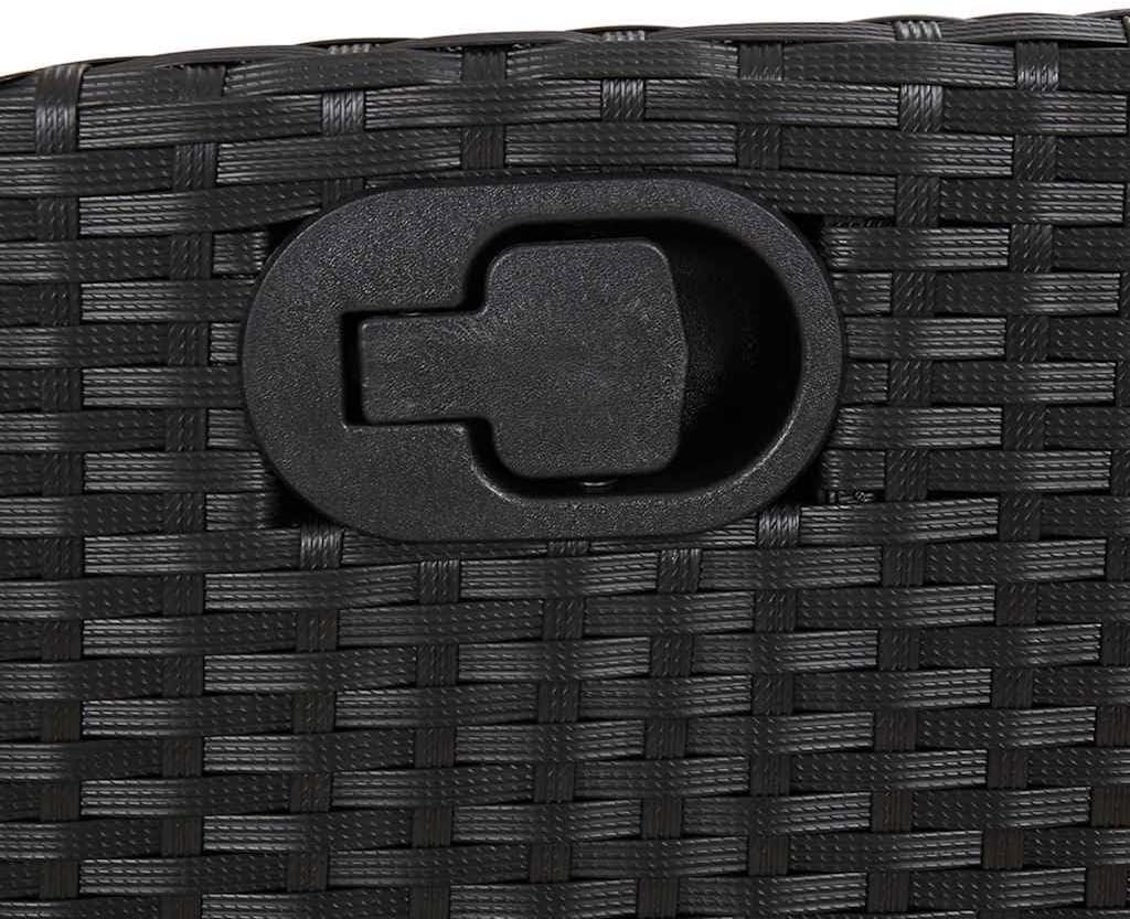 GFMGUEMV Poly Rattan Garten-Essgruppe 9-Tlg. Schwarz 190 cm