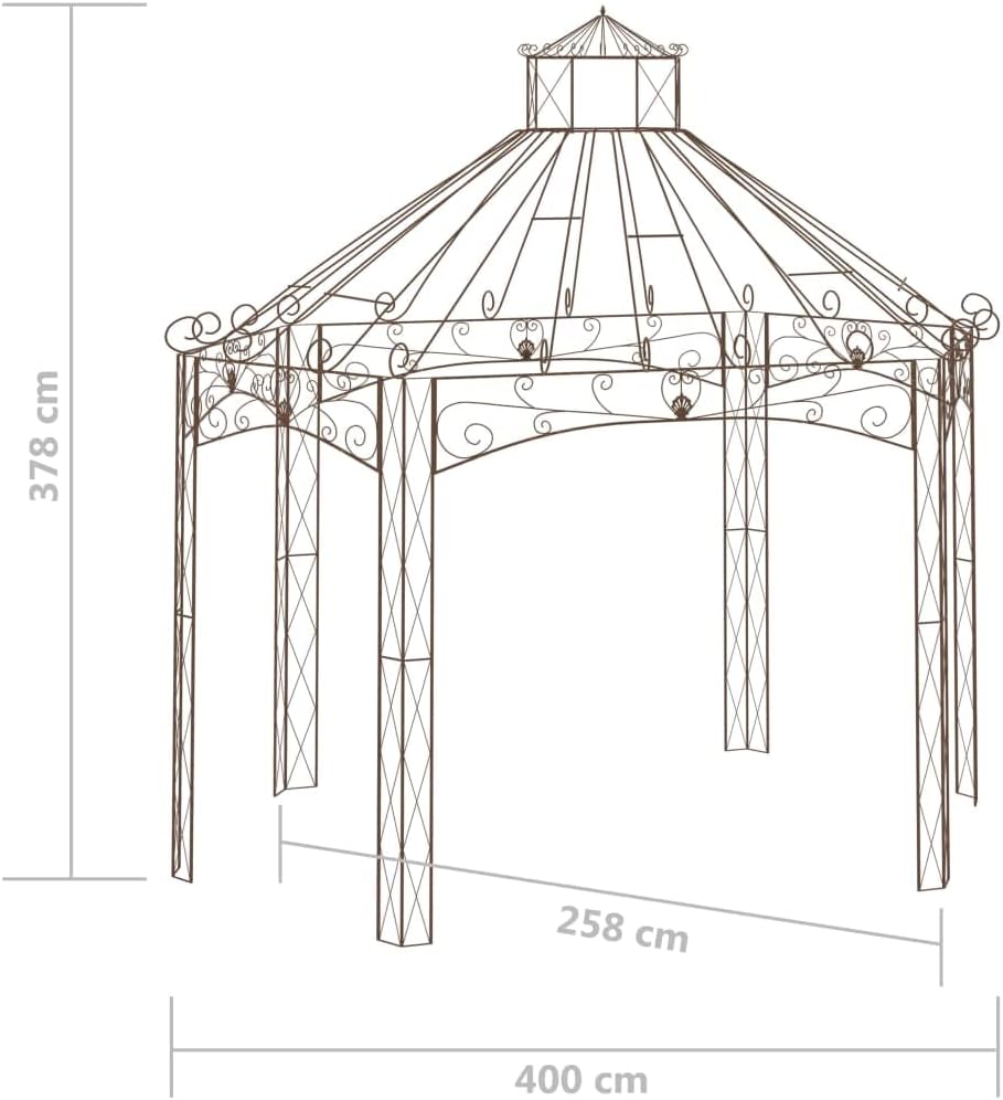 HFXHIJXQ Gartenpavillon Antik-Braun 400x258x378 cm Eisen