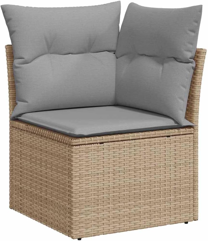 GFMGUEMV 13-Teiliges Gartensofa-Set Poly-Rattan Beige Hellgrau
