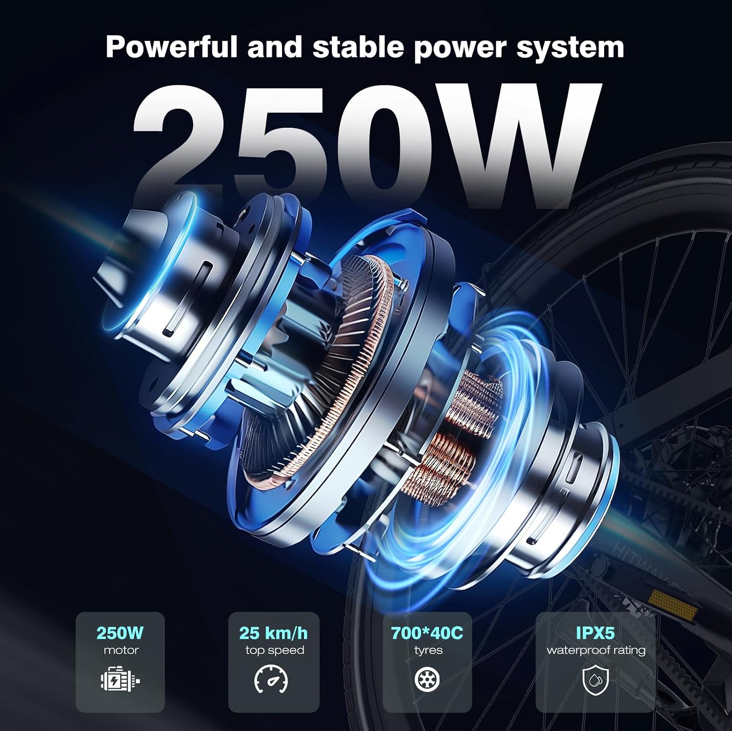 HITWAY EBIKE-X Pedelec 250W 345,6Wh Akku 70km Reichweite Schwarz