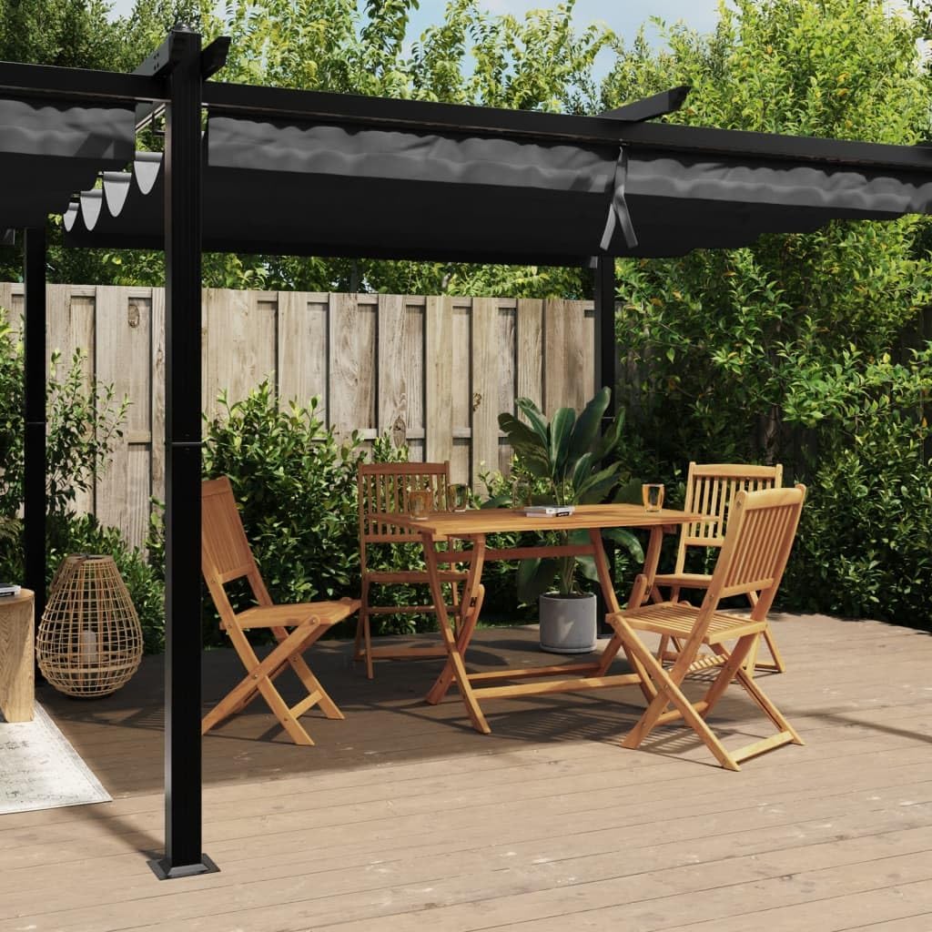 Kaloriko Gartenpavillon Aluminium Ausziehbares Dach Anthrazit 3x6 M
