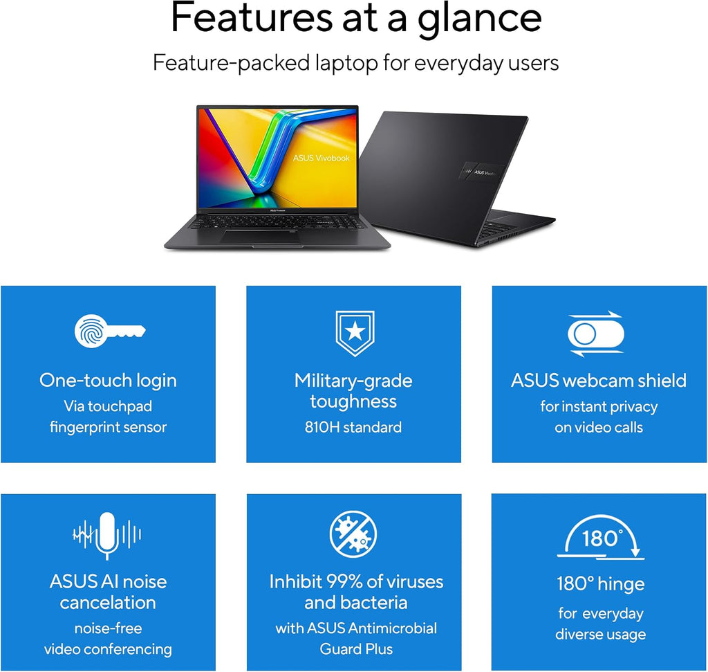 ASUS Vivobook 16 16 Zoll WUXGA Laptop AMD Ryzen 5 5625U 8 GB RAM 512 GB SSD Indie Schwarz