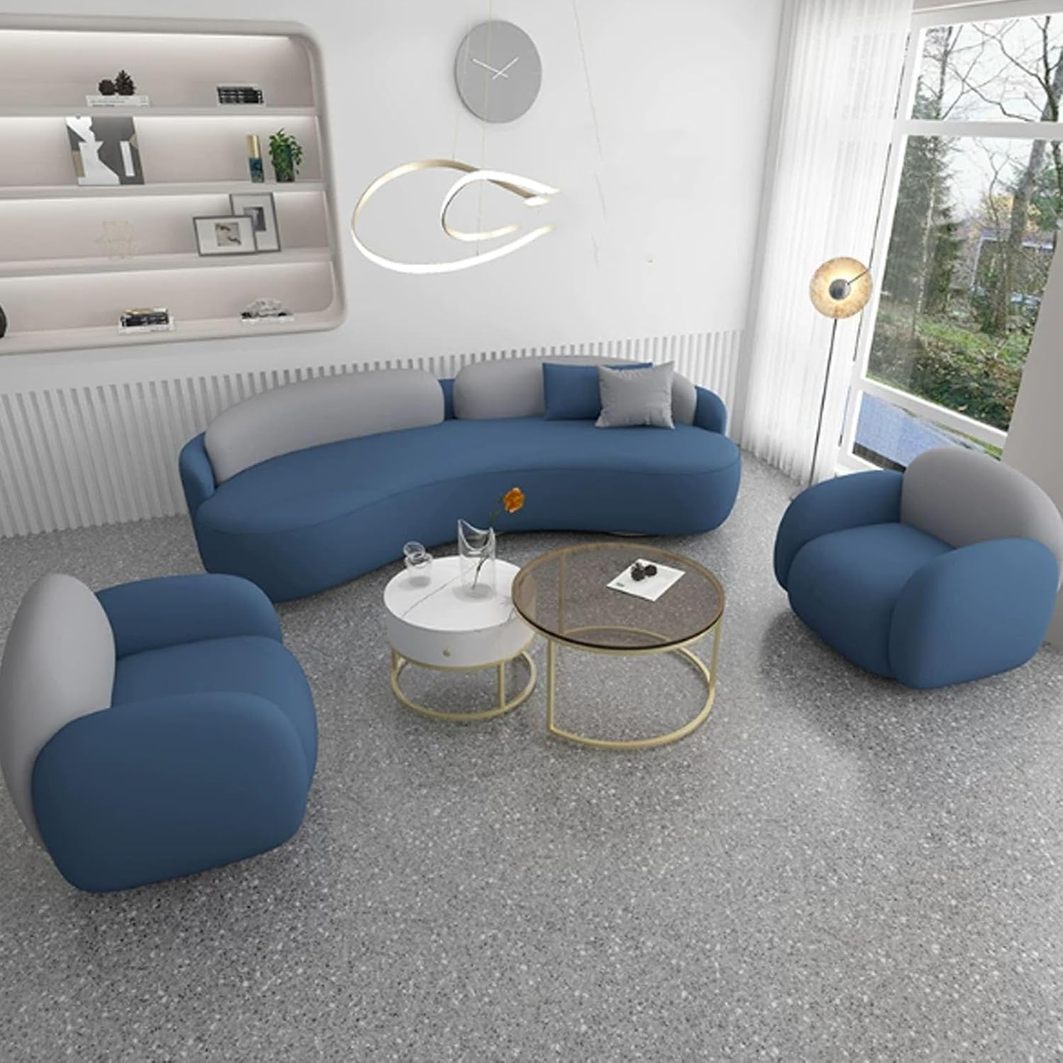 KIBONCY Gebogenes Sofa Aus Technischem Stoff 1,7m Set