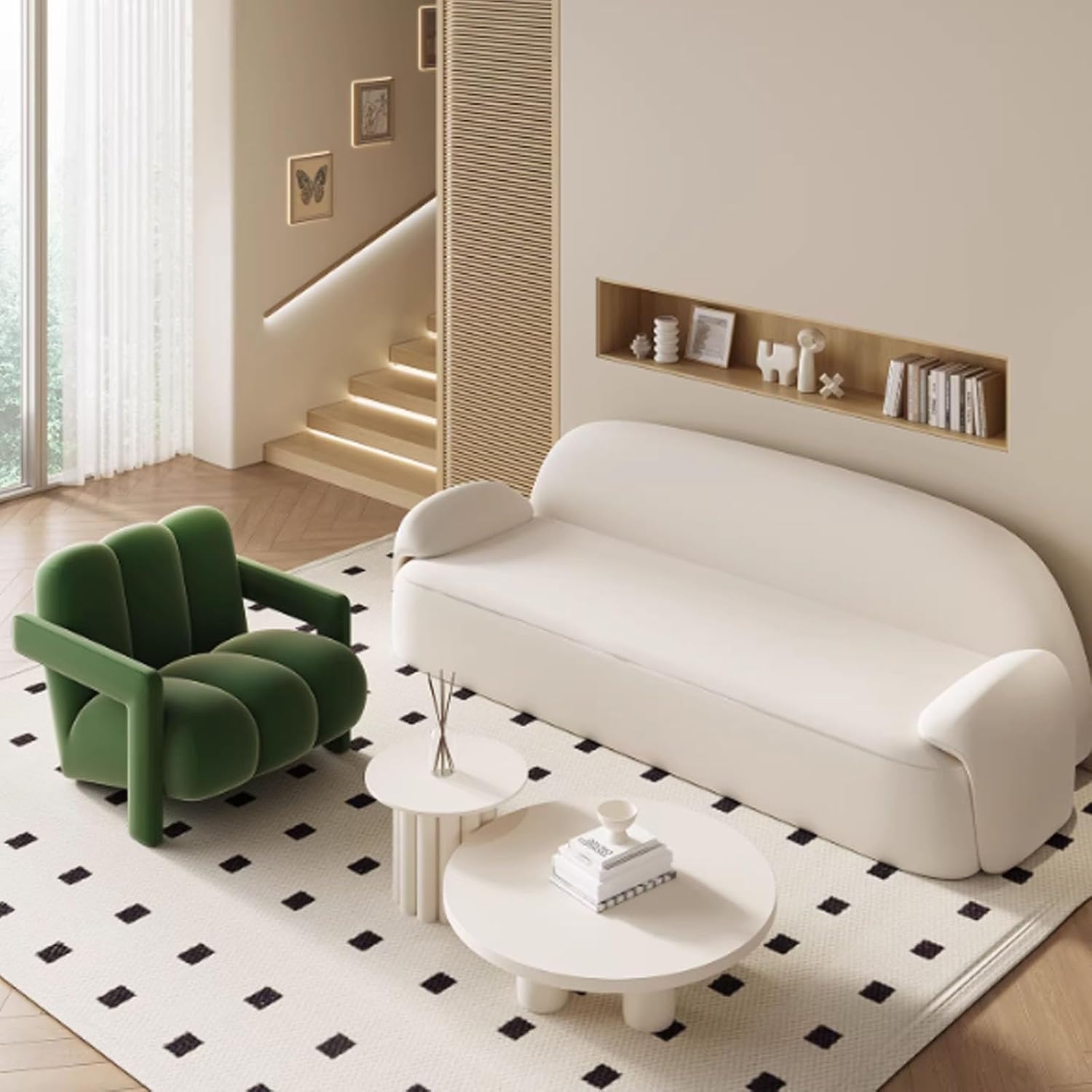 Generisch Einzel-Sofasessel Mit Massivholzrahmen Beige