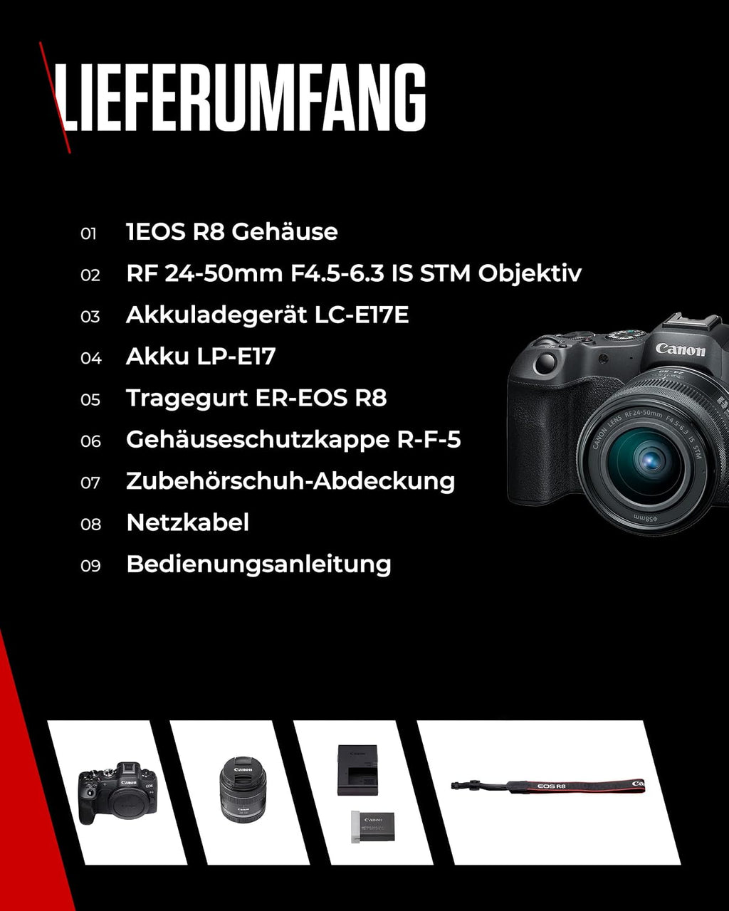 Canon EOS R8 + RF 24-50mm F4.5-6.3 IS STM Systemkamera 24,2 MP Schwarz