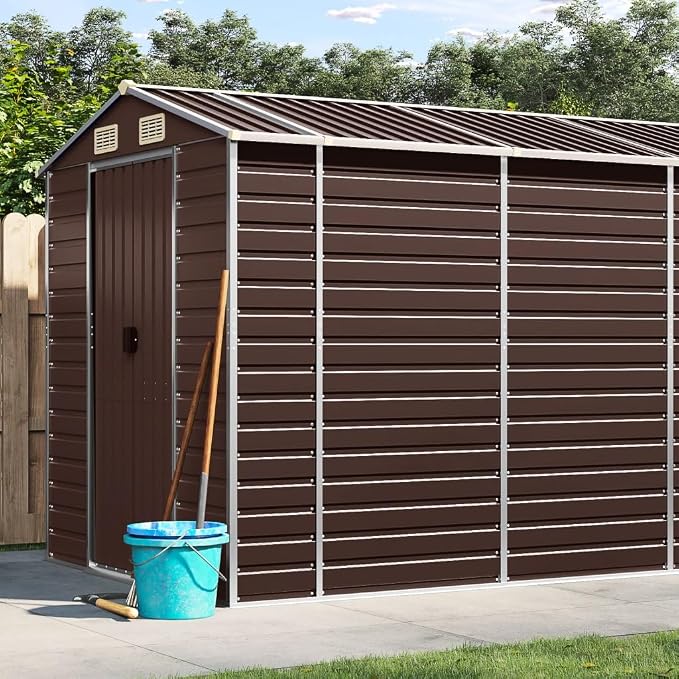 HGNFREF Metall Gerätehaus 191x895x198 cm Braun