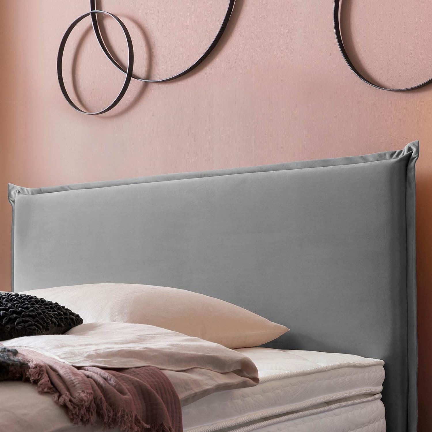 BettCo Boxspringbett London Velours Grau 140x200 Ohne Topper