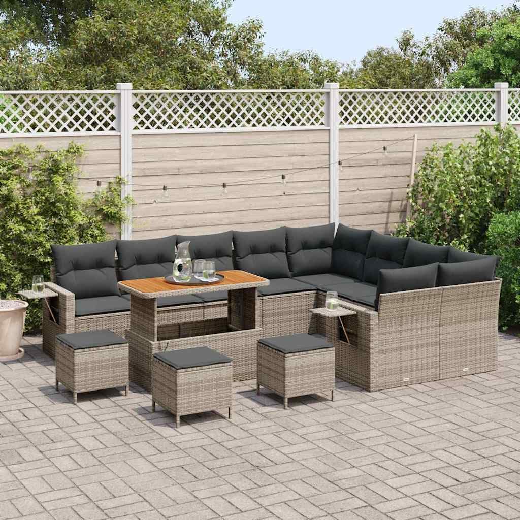 GFMGUEMV Poly-Rattan Gartenmöbel Set 13-Teilig Grau/Dunkelgrau 110 cm