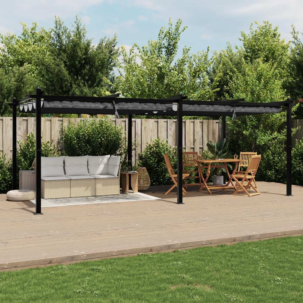 Kaloriko Gartenpavillon Aluminium Ausziehbares Dach Anthrazit 3x6 M