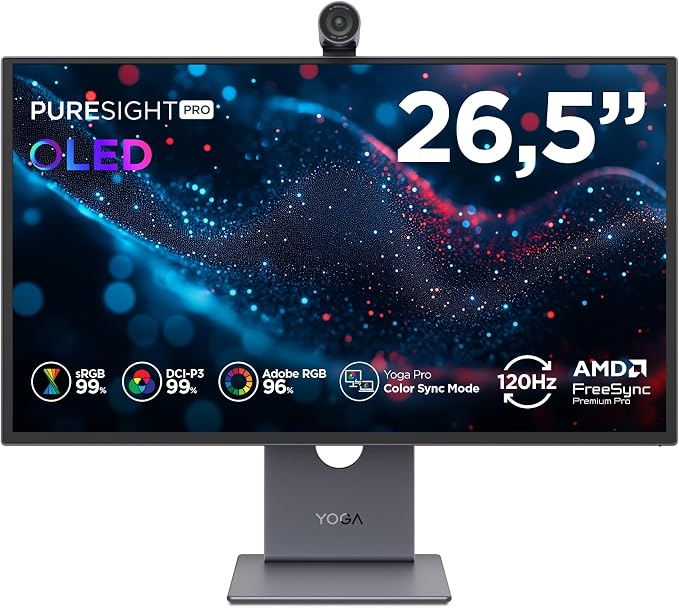 Lenovo Yoga Pro 27UD-10 26.5 Zoll QD-OLED 4K Monitor 120Hz 0.03ms HDMI 2.1 USB-C Schwarz