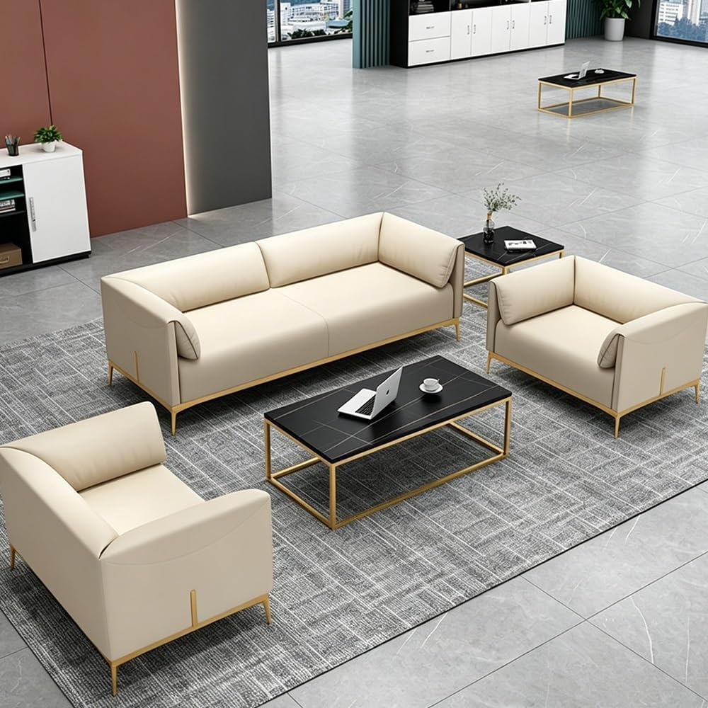 KIBONCY Mid Century Modern 3-Sitzer Sofa Kunstleder 185cm Goldbeine