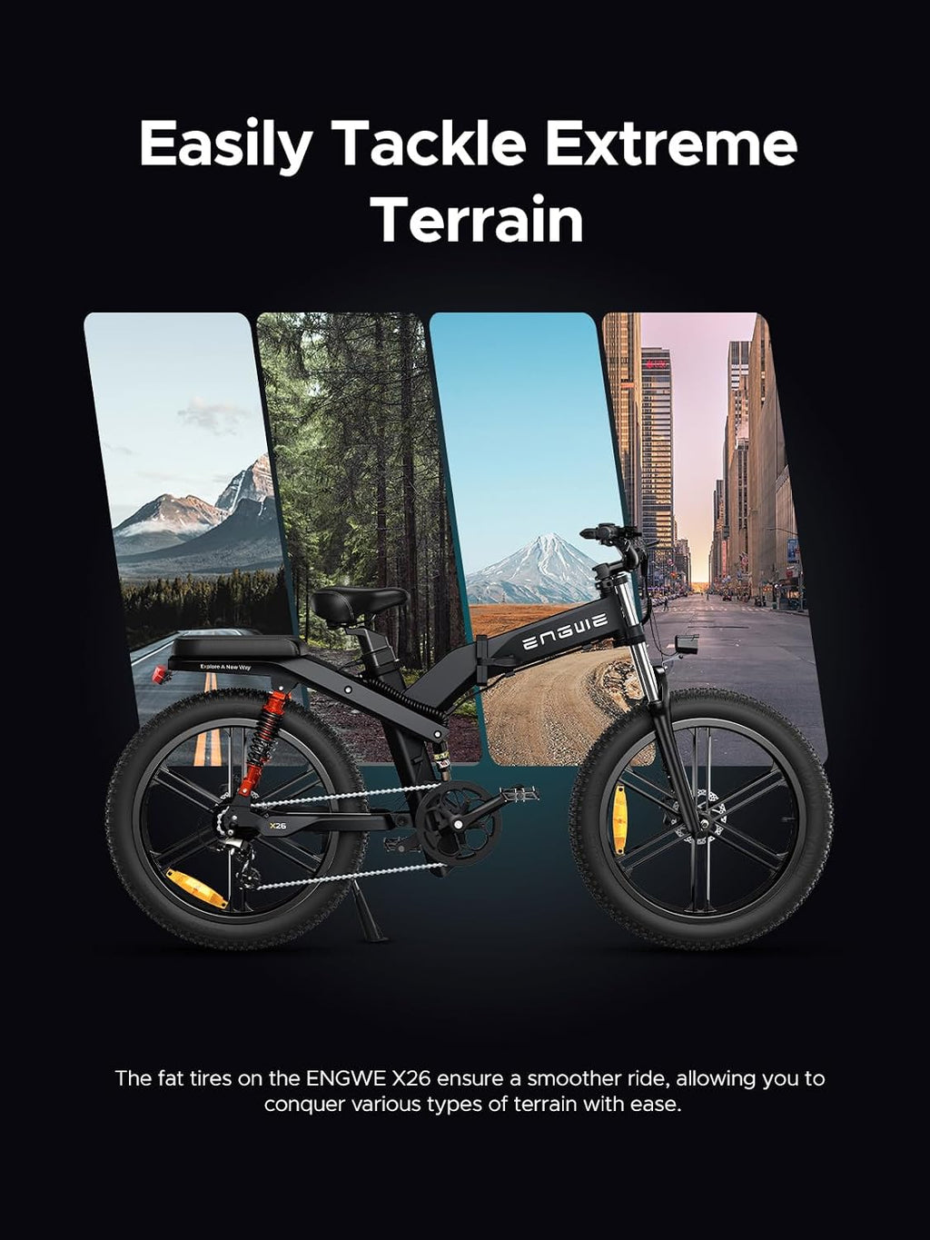 ENGWE X26 E-Bike Klapprad 26 Zoll Fat-Reifen 48V 19,2Ah Grau