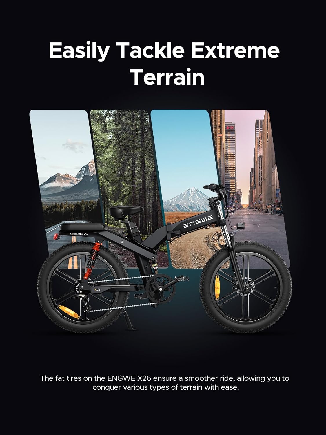 ENGWE X26 E-Bike Klapprad 26 Zoll Fat-Reifen 48V 19,2Ah Grau