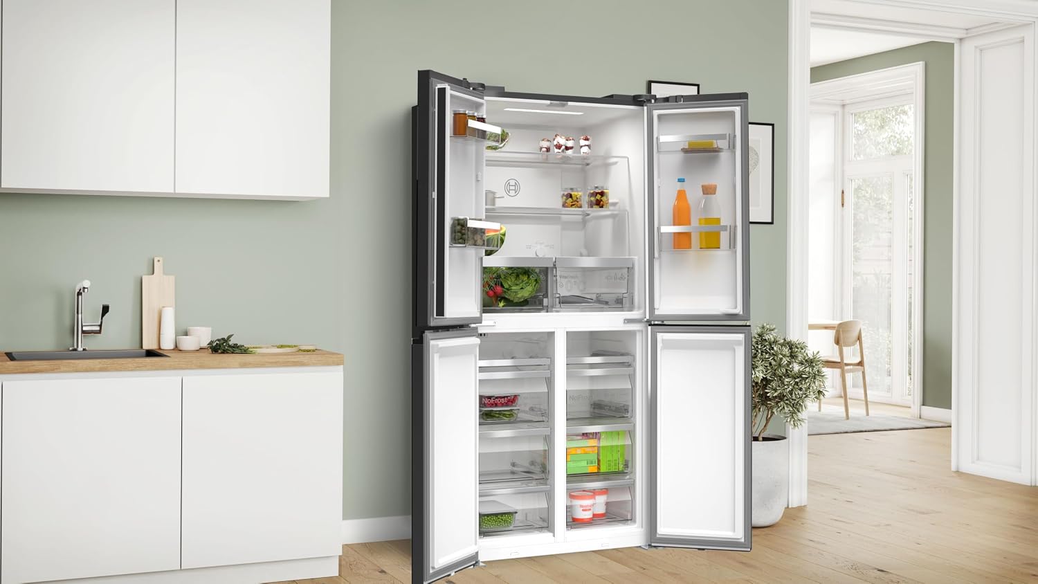 Bosch KMC85LBEA Serie 4 French Door Kühl-Gefrier-Kombination 189,5x85,5 cm 324/223 L NoFrost Schwarz
