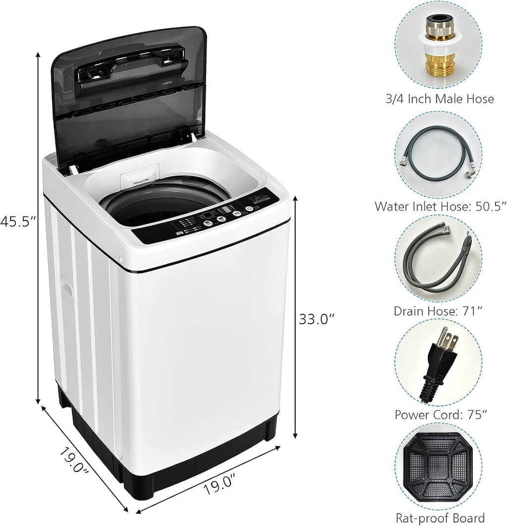 Giantex Vollautomatische Waschmaschine 2 In 1 Tragbar 5 Kg 8 Programme 10 Wasserstufen Weiß