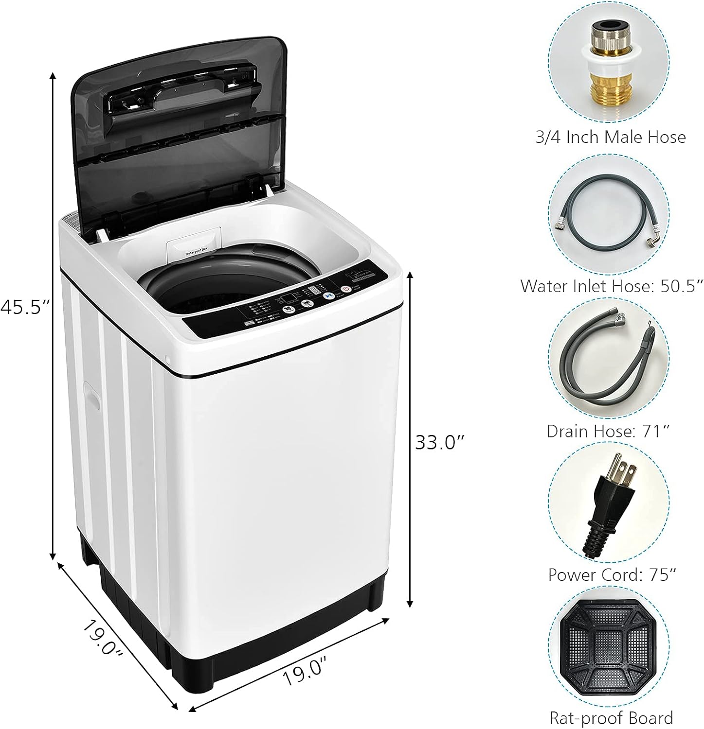 Giantex Vollautomatische Waschmaschine 2 In 1 Tragbar 5 Kg 8 Programme 10 Wasserstufen Weiß