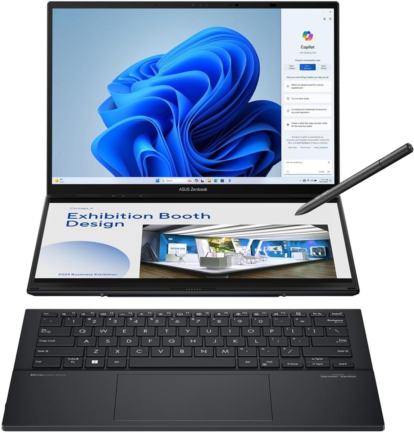 ASUS Zenbook Duo UX8406CA-PS99T 14 Zoll OLED 3K 120Hz Dual Touch Laptop Intel Core Ultra 9 32GB RAM 1TB SSD Grau