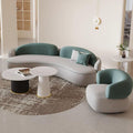 KIBONCY Geschwungenes Ledersofa 2,3m Set Schwarz