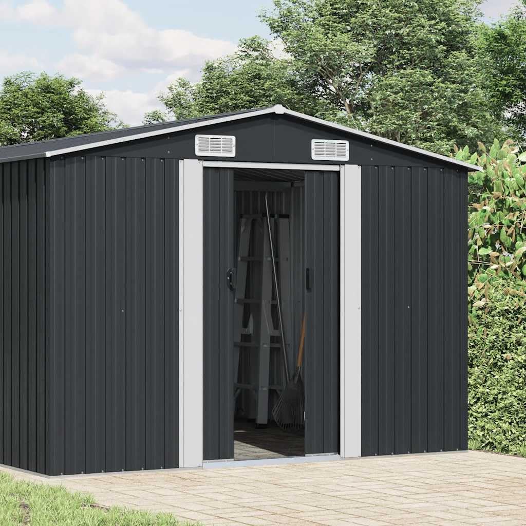 KMUNGDWG Stahl-Gartenhaus 257x779x181 cm Anthrazit