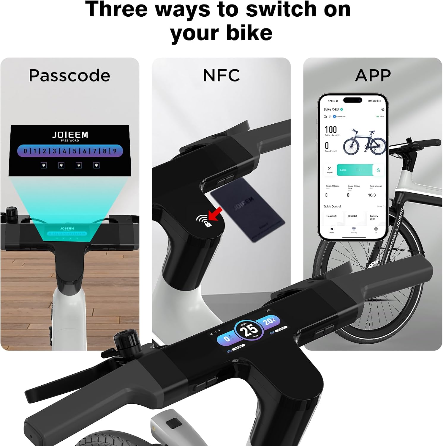 HITWAY EBIKE-X Pedelec 250W 345,6Wh Akku 70km Reichweite Schwarz